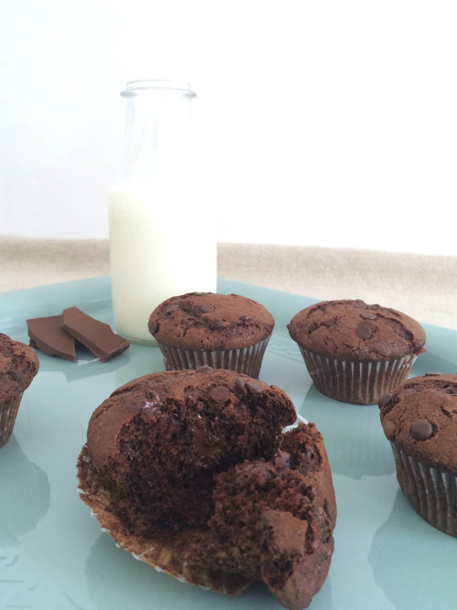 Muffins de doble chocolate negro